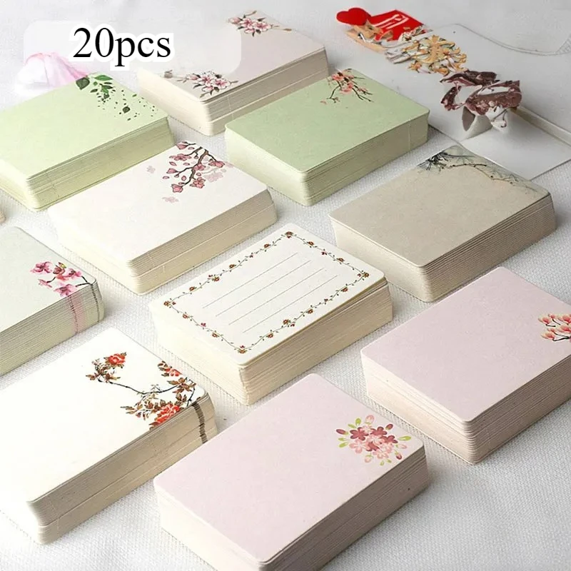 Tarjetas de flores simples de 20 piezas, tarjetas en blanco, tarjetas pequeñas, tarjetas de etiqueta adecuadas para garabatos, notas, tarjetas de palabras y cuaderno