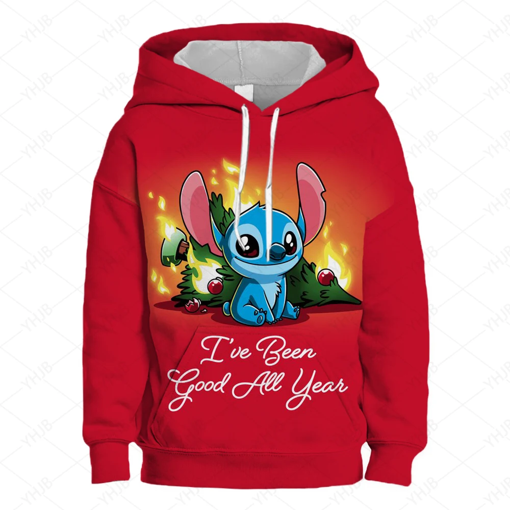 Disney Christmas Stitch Children\'s Street Fashion Sweater Boys and Girls\' Top Children\'s Sports Hoodie Outdoor Sports Hoodie