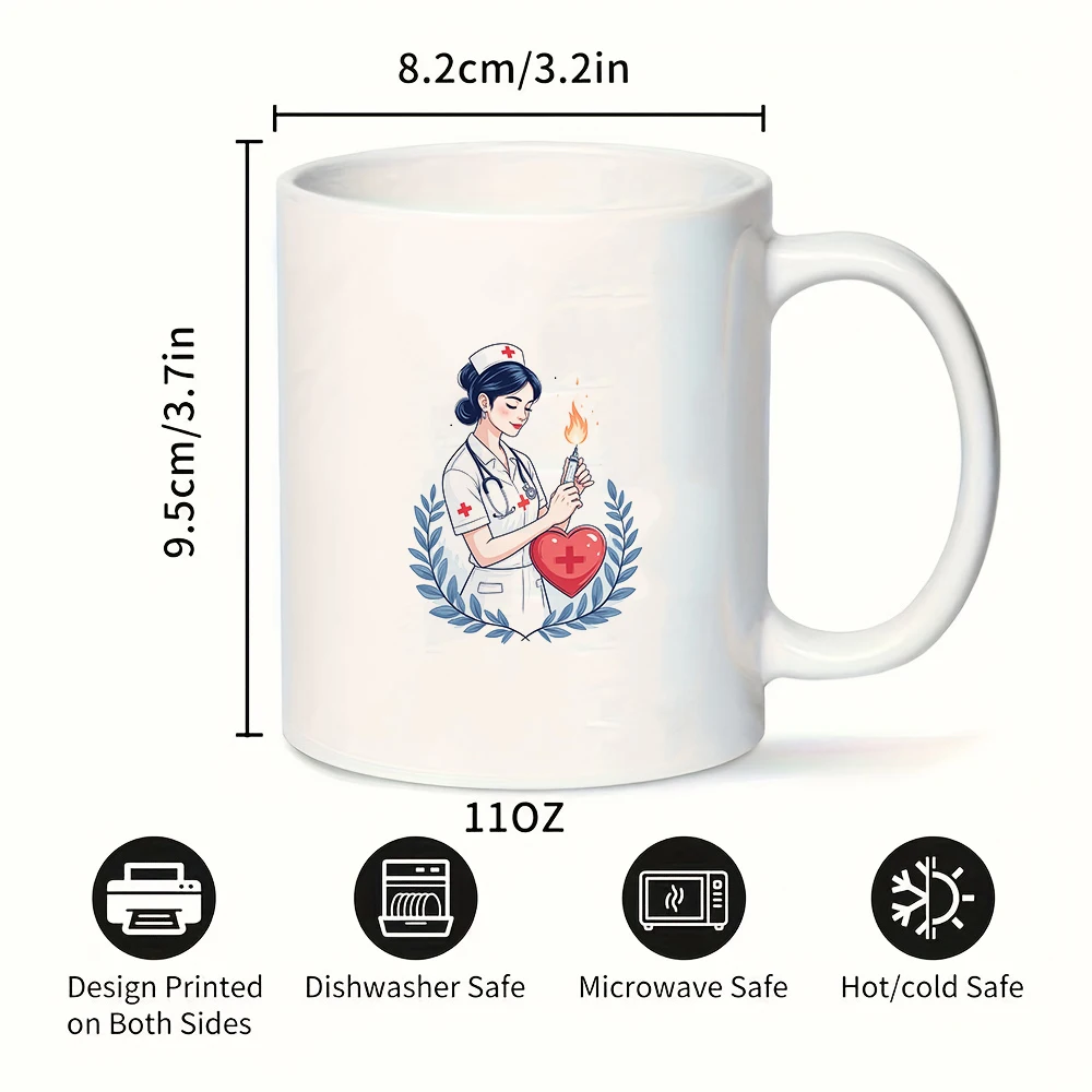 Tasse mit Cartoon-Krankenschwester-Illustration, 11 Unzen Tasse für heiße und kalte Getränke, Weihnachtsgeschenk, Heim- und Bürotasse