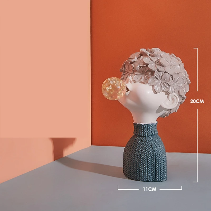 Estatua de chicle de cristal para niño, escultura de resina, busto decorativo para el hogar, adornos de mesa, decoración para gabinete de TV