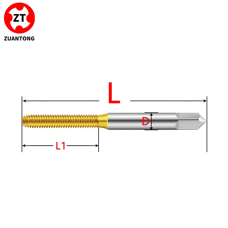 ZUANTONG HSSE-M42 With TIN Roll Forming Tap M0.5M0.6M0.7M0.8M0.9 M1M1.1M1.2M1.4M1.5M1.6M1.7M1.8 M2-M20 Machine Screw Thread Taps