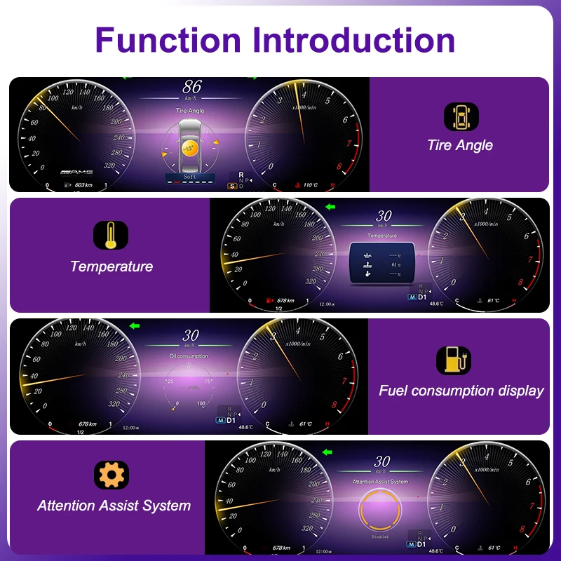 AUTOTOP 12,3 1920*720 Linux Auto LCD Digital Dashboard Cluster Für Benz G Klasse GLE GLS ML GL Auto instrument Panel Cockpit – Detail 5