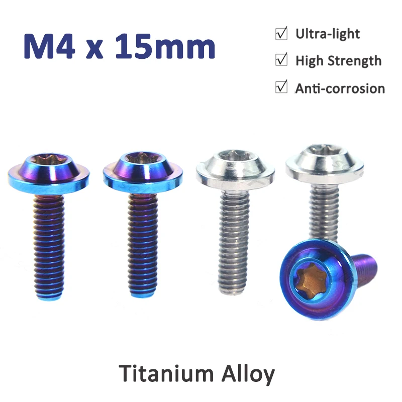 

1PCS Titanium Bolts M4x15mm Windshield Screw Torx Inner Plum Flange Head Modified Screw Ultra Light Anti-corrosion