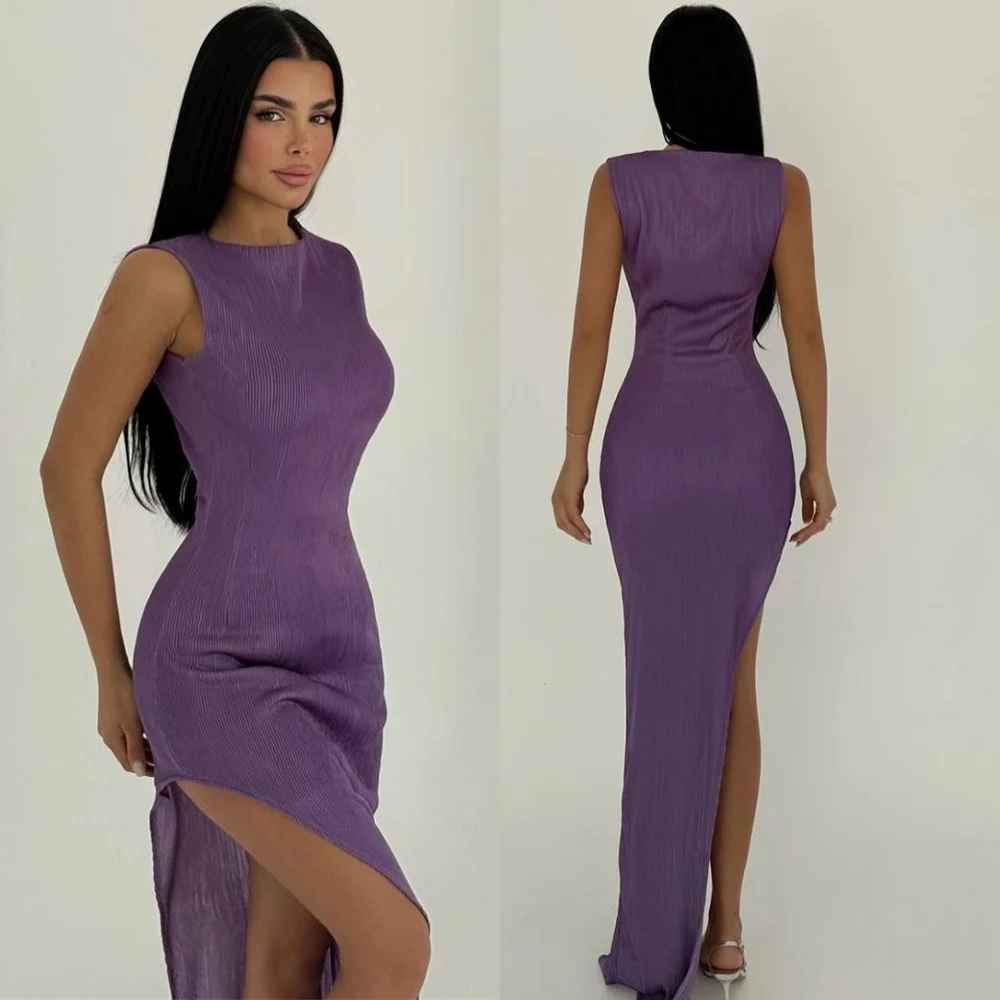 

Customized Classic Jersey O-Neck Evening Dress Graceful Sleeveless Prom Dress Formal Sleeveless Special Occasion Gowns