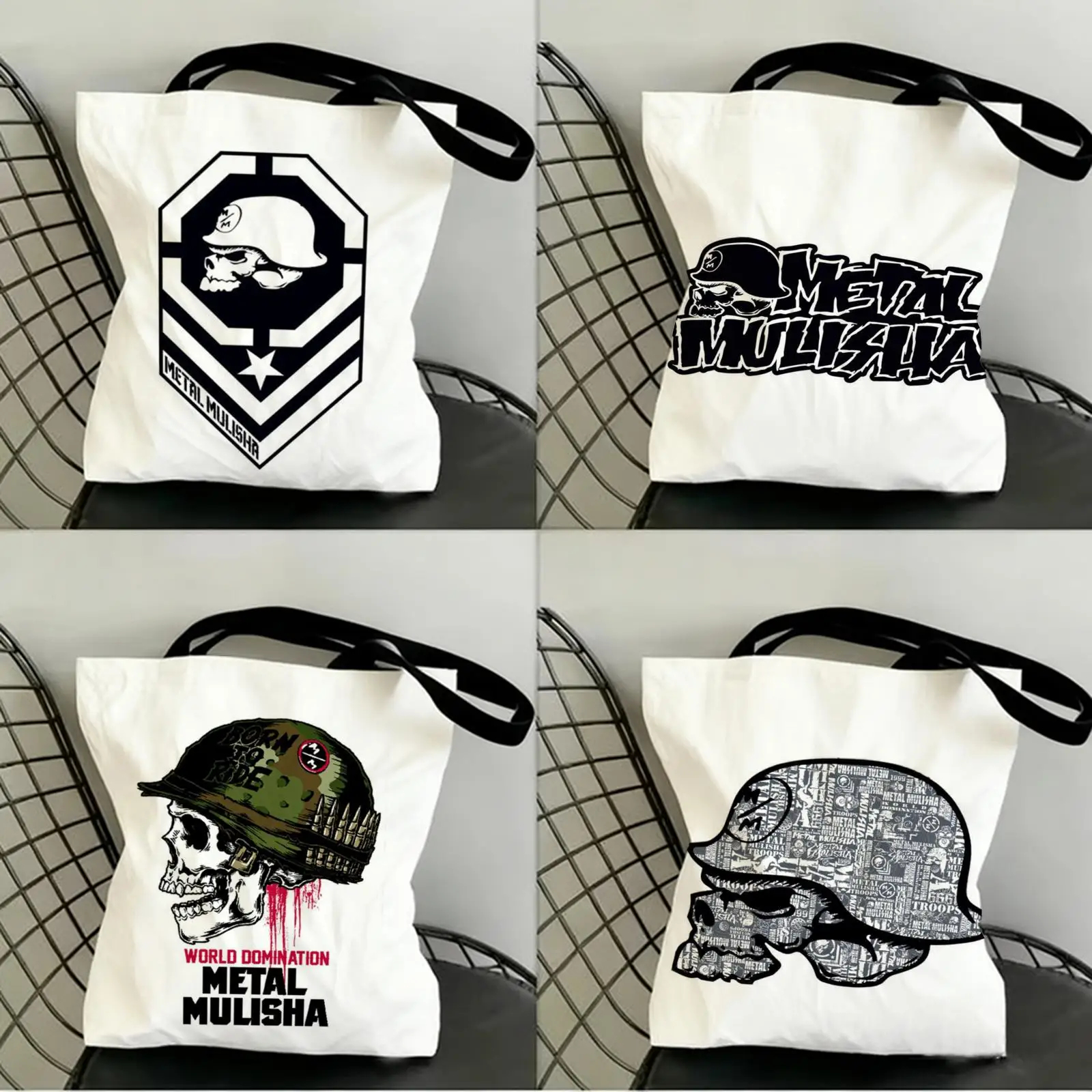 

M-Motocross M-Metal MulishaS Storage Bags Canvas Double-Sided Print Fashion Shoulder Tote Shopping Bag Gift Eco Handbags