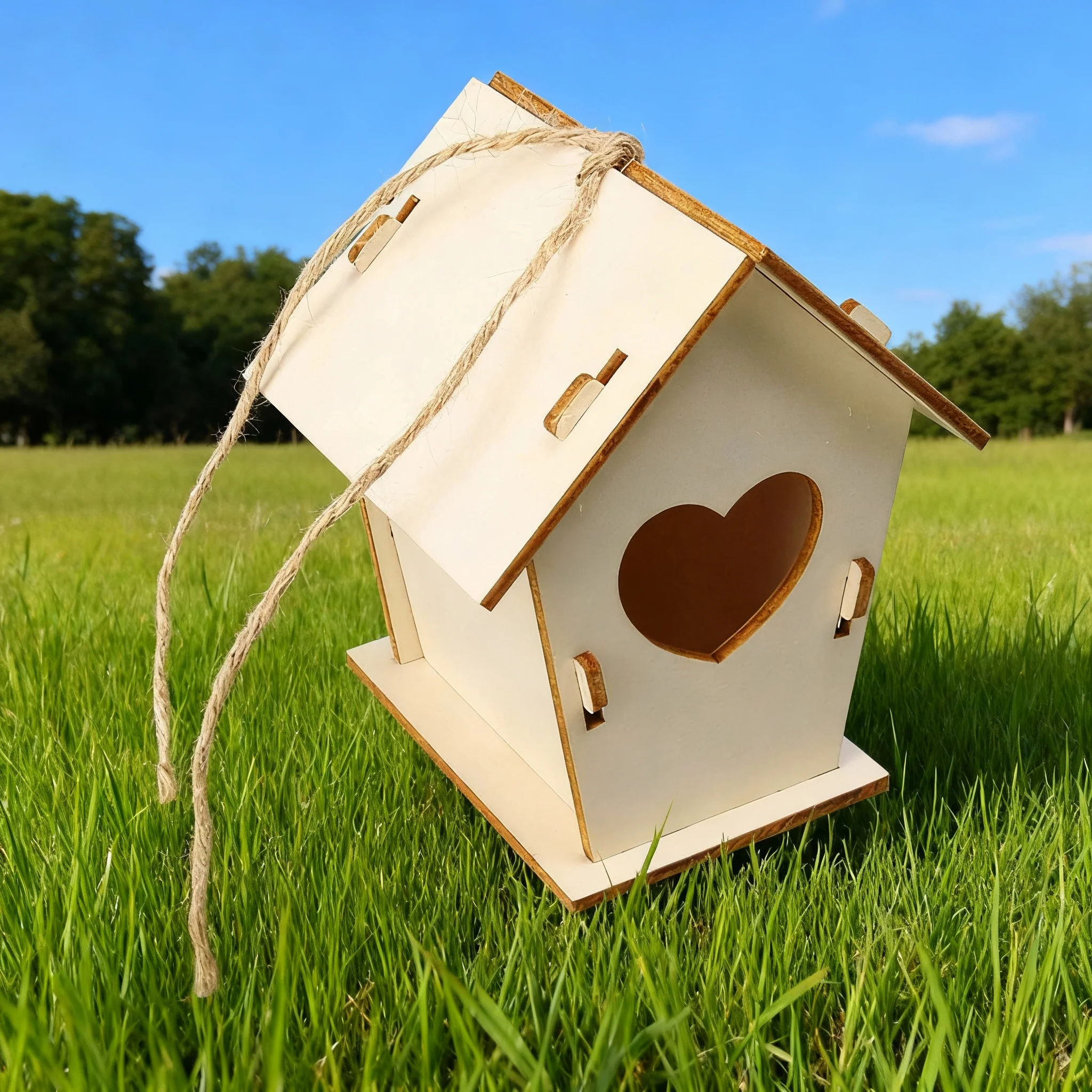 Wooden DIY Bird Nest House Outdoor Hanging Birdhouse Box For