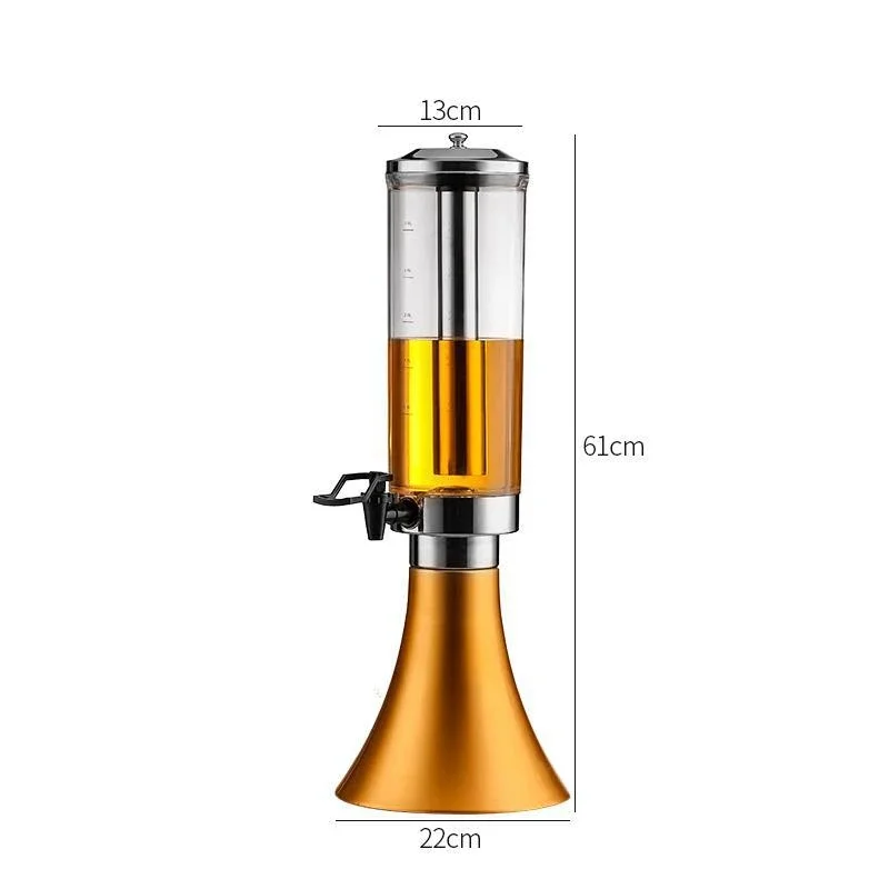 3 Liters PlumWheat Tabletop Chiller and Beverage Dispenser Beer Tower with Ice Tube Chill Rod for Party Bar Restaurant