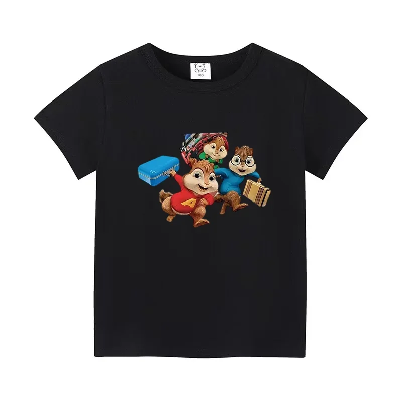 Kids Alvin and the Chipmunks T Shirt Summer 4-14Years Boys Girls Chilren Casual Tee Cute Cartoon Top Outits