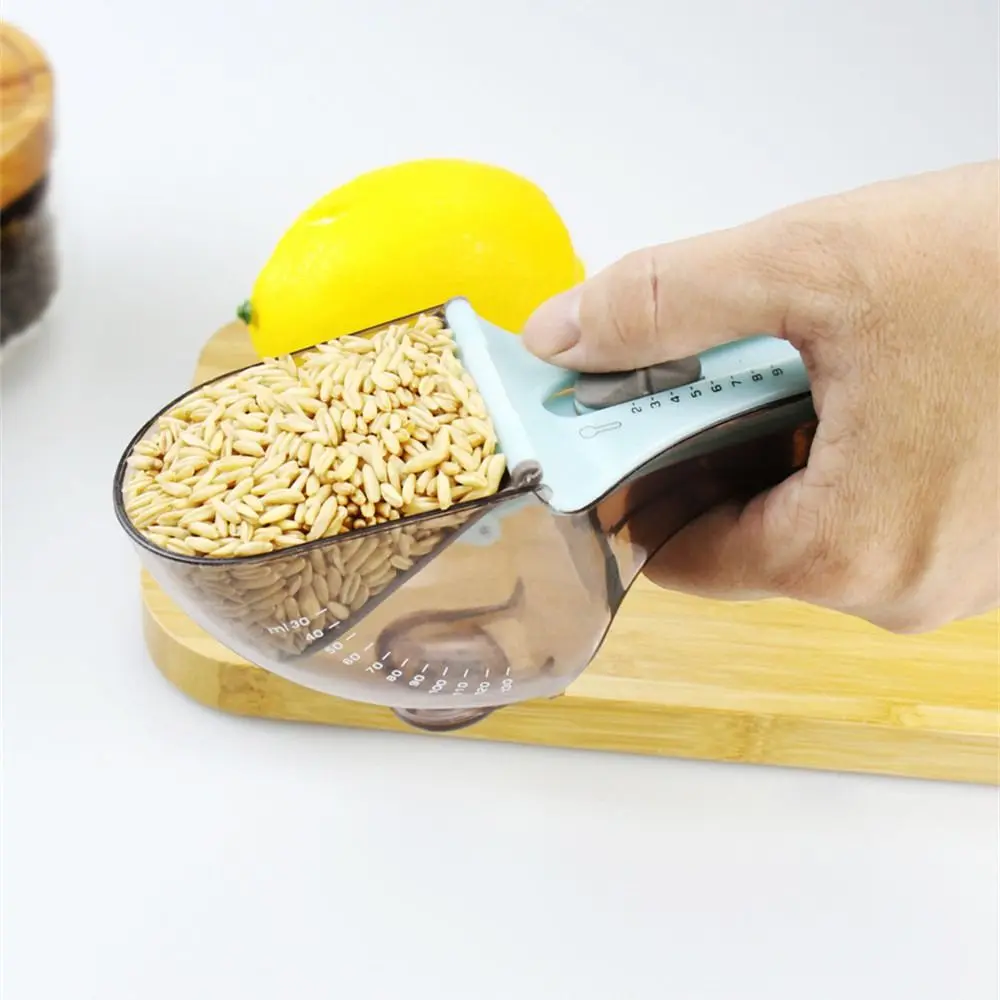 Adjustable Kitchen Measuring Spoons Precise Plastic Food Measuring Scoop Scale With Scale Portable Pet Food Measuring Scoop