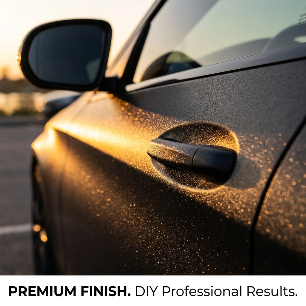 Black Glitter Vinyl Wrap Waterproof Self-Adhesive Anti-UV Film for Car Door Panel Center Console Motorcycle Decor Decal Sticker