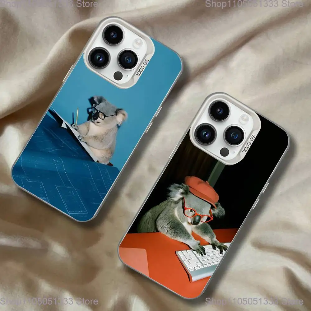 

Funny Cute Cartoon Koala Phone Case For iPhone 16,15,14,13,12,11,Pro,XS,Max,Plus,Mini,SE White Candy Matte Shockproof Cover
