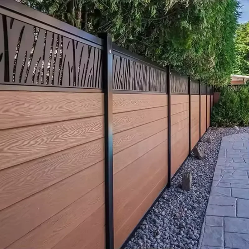 Customized Modern Aluminum Garden Fence Wood Grain Finish Eco-Friendly Rodent Proof Waterproof Privacy Protection for Yard