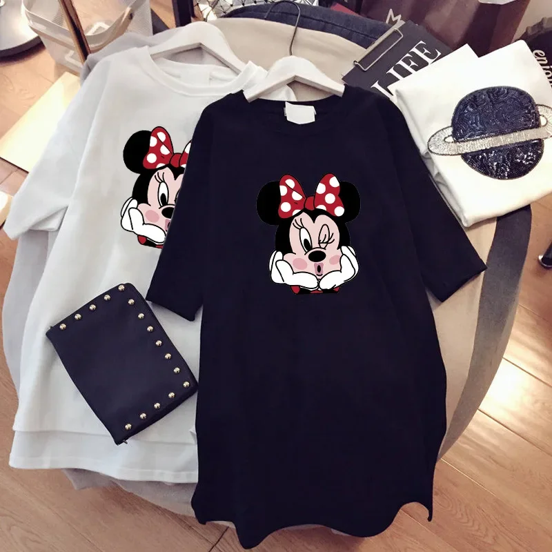 

Minnie Short-sleeved T-shirt Women's Summer Mid-length T-shirt Cartoon New Popularity Loose Large Size Thin Fashion Top