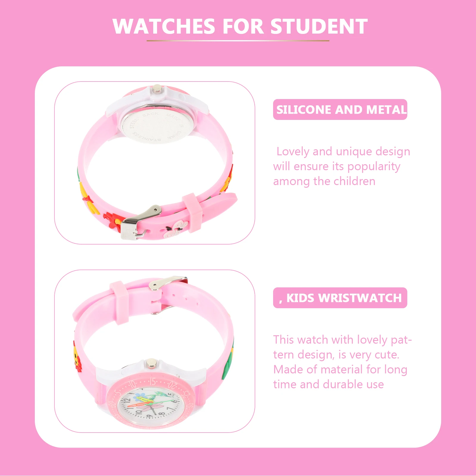 

2pcs 3D Watches For Kids Creative Cartoon Wrist Watch Durable Safe Kid Watch Lovely Design Accurate Timekeeping Gift For