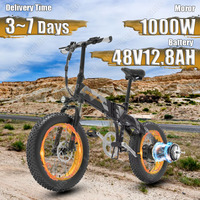 LANKELEISI E-bike 1000W Motor 48V12.8AH Lithium Battery Mountain Folding Electric Bicycle 20*4.0-in Fat TireAldult Electric Bike