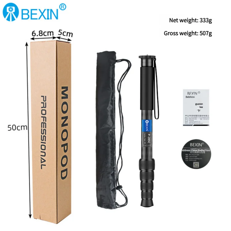 BEXIN P285C Professional Carbon Fiber Monopod Portable Travel Selfie Monopod Bracket for DSLR Camera Tripod Video Shooting