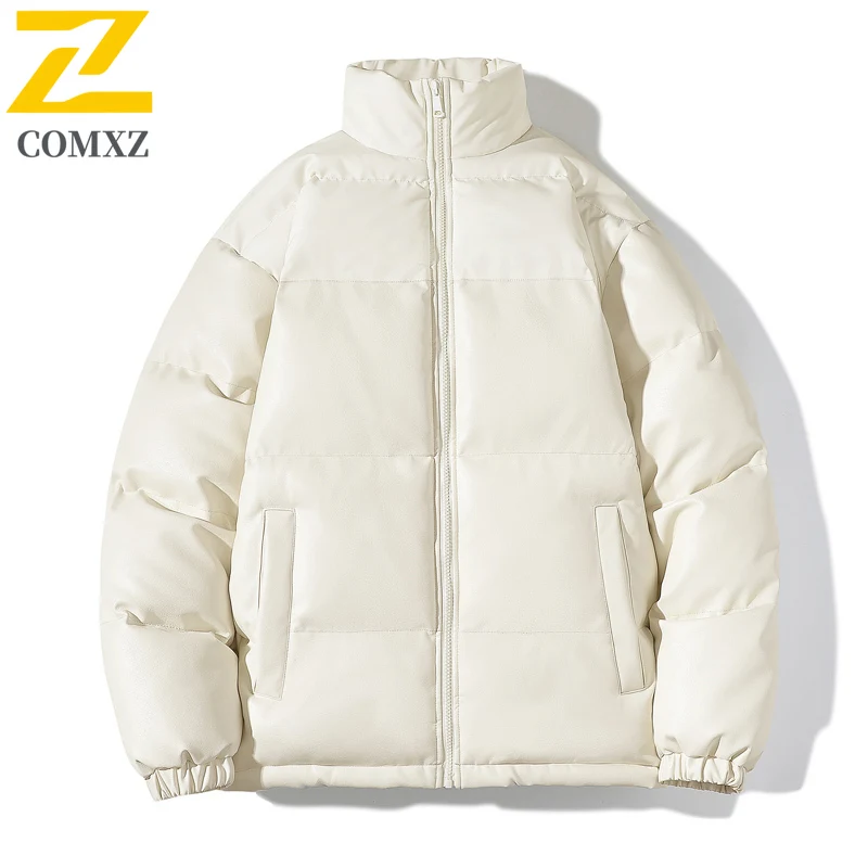 

Luxury Mens Padded Jacket Thicken Snow Climbing Waterproof Warm Leather Coat 2025 Fashion Stand Collar Lightweight Winter Parkas