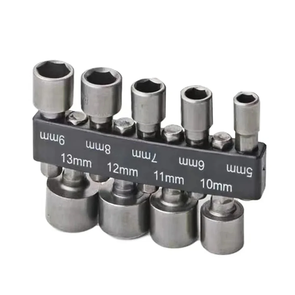 9pcs/set Hex Socket Sleeve Nozzles Nut Driver Set for Power Drills Impact Drivers Power Screwdriver Handle Power Tools