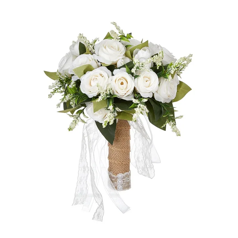 1 قطعة باقة محاكاة يدوية لحفلات الزفاف دعائم التصوير الفوتوغرافي ، زهرة العروس المزروعة باليد دعائم الزفاف في الهواء الطلق ، فن الأزهار #5