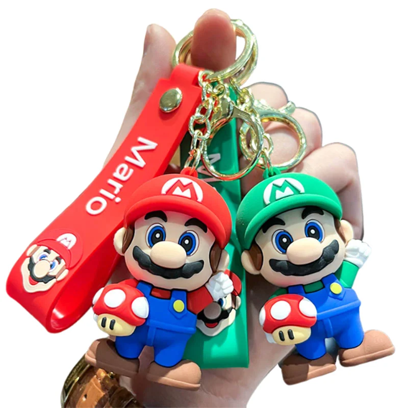 MINISO Anime Cartoon Super Mario Mushroon Car Keychain 3D Lovely Action Figure Model Keyring Boys Girls Schoolbag Pendant Gifts