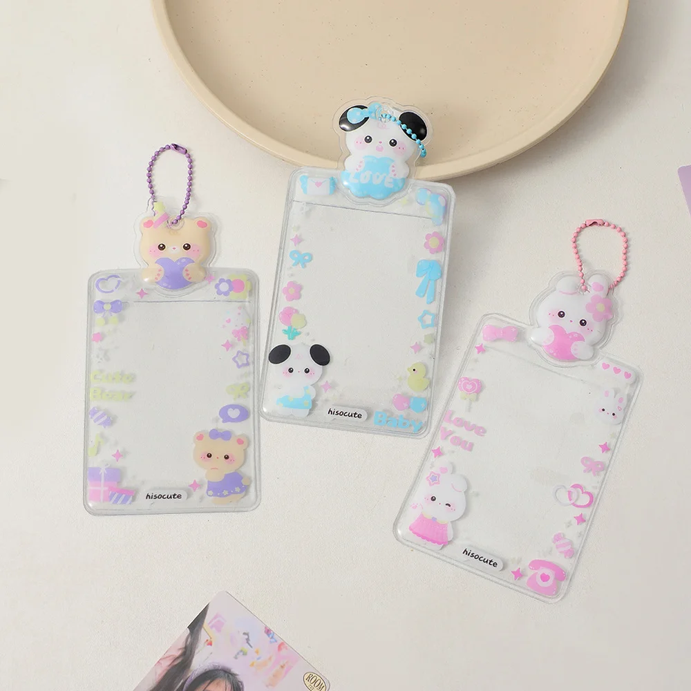 Cute Card Holder Cover INS PVC 3-inch Keychain Photocards Protector Photo Frame Pocket Idol Photo Sleeves Idol Photo Display