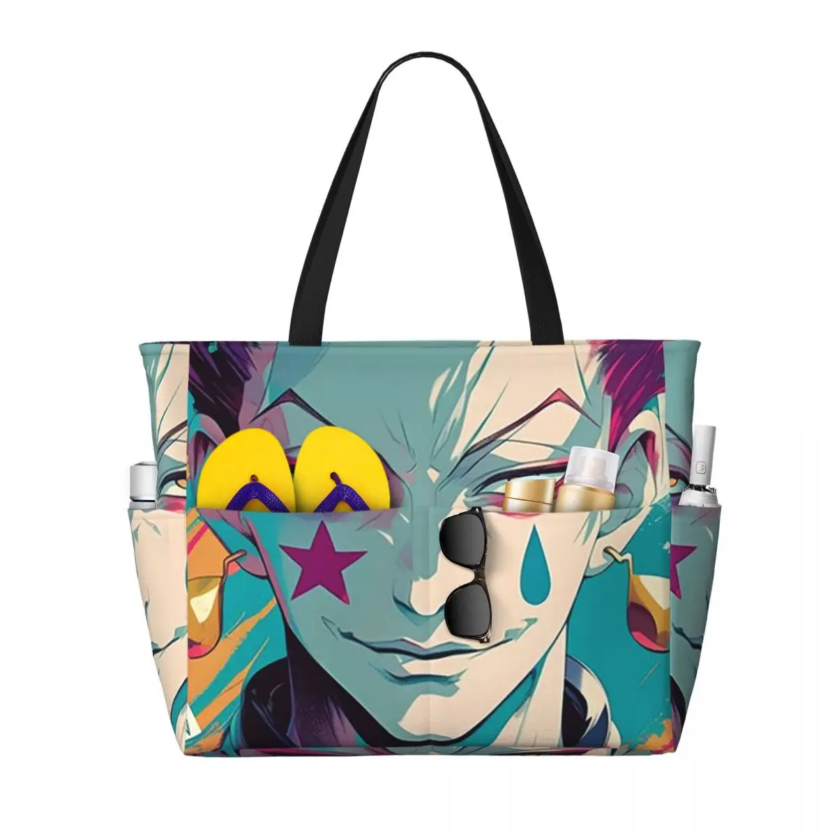 

Anime Hisoka Hunter X Hunter Magical Joker Beach Tote Bag Sport Gym Yoga Duffle Large Tote Bag Women Travel Bag Fitness bag