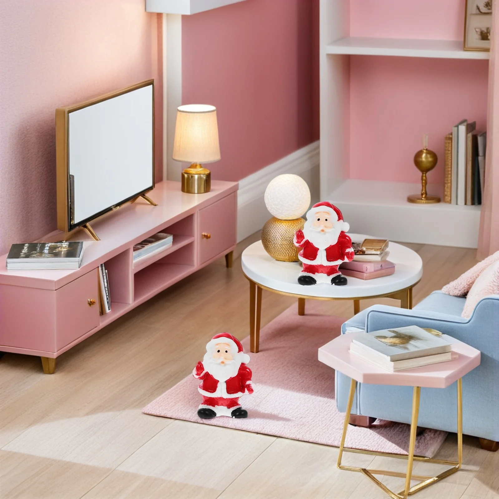 

12pcs Christmas Resin Miniatures Santa Claus Decor Craft For Kids Gifts Home Wall Window Party Supplies Ornaments