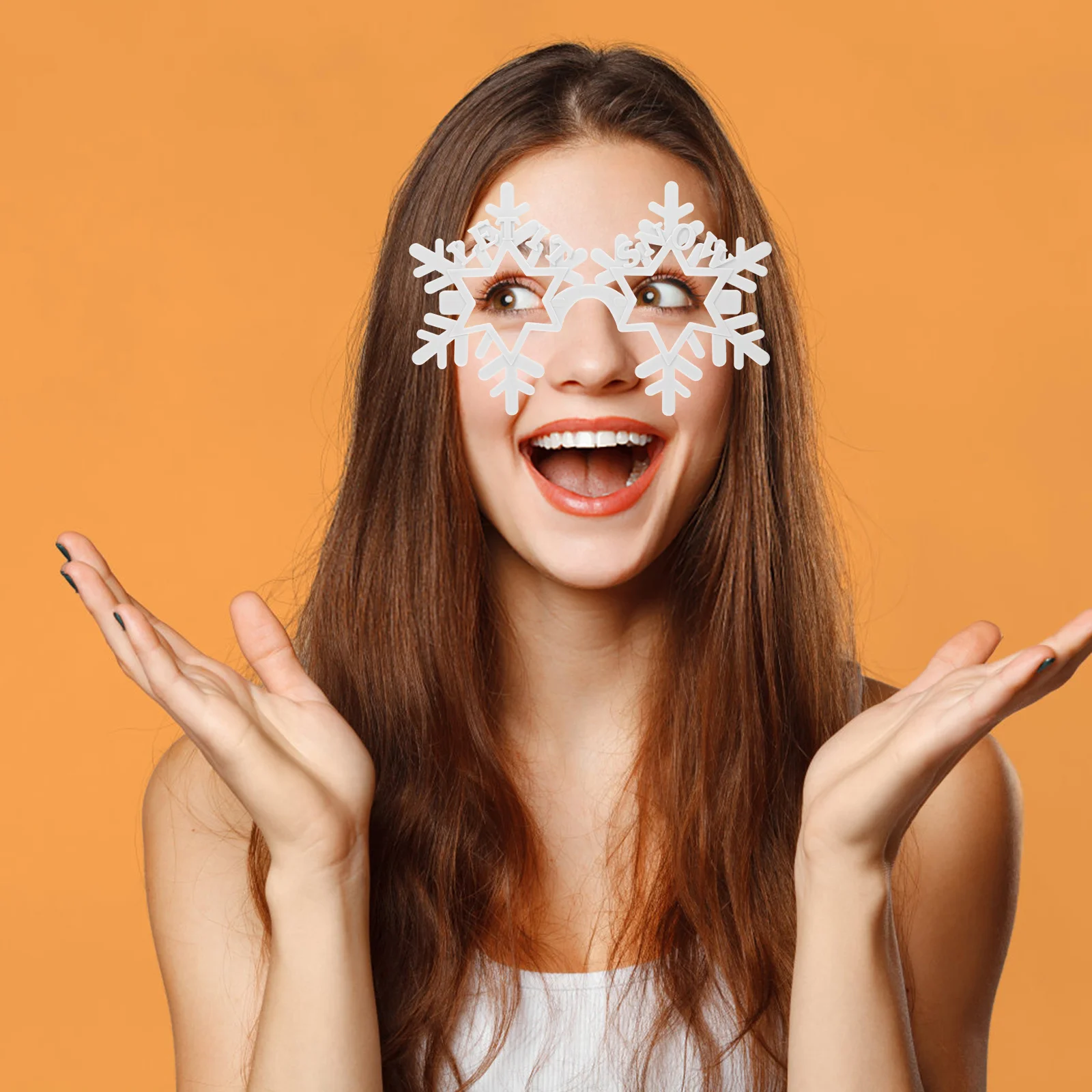 

1Pair Snowflake Party Glasses Frameless Fun Eyewear for Events Photo Booth Prop Stylish Hollow Glasses