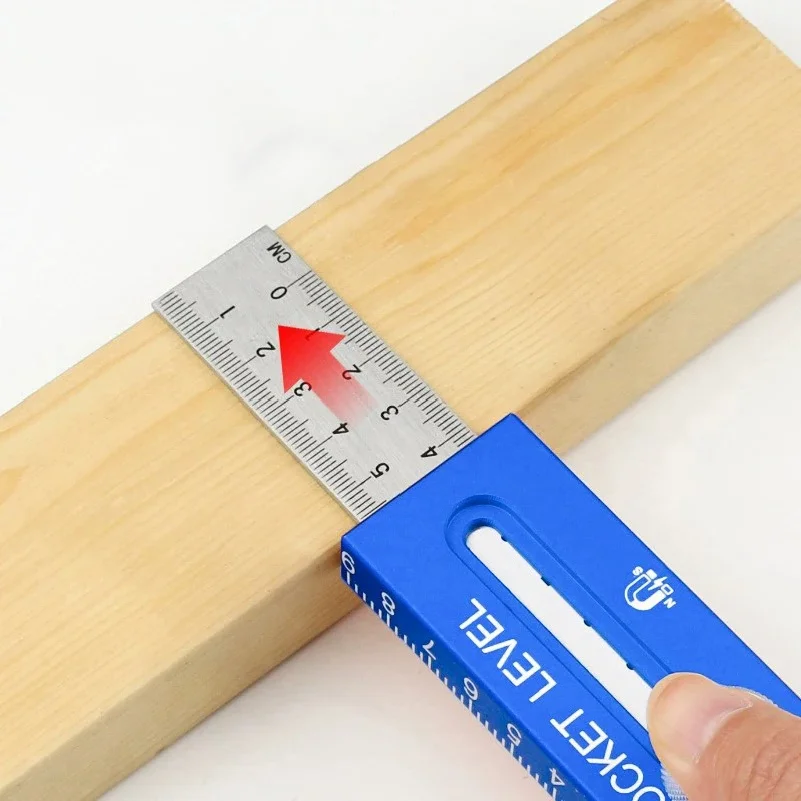 1Pc Woodworking Ruler, Adjustable Aluminum Alloy Multi-Purpose, Measuring and Marking Tool with Blisters Line Drawing Aid Ruler