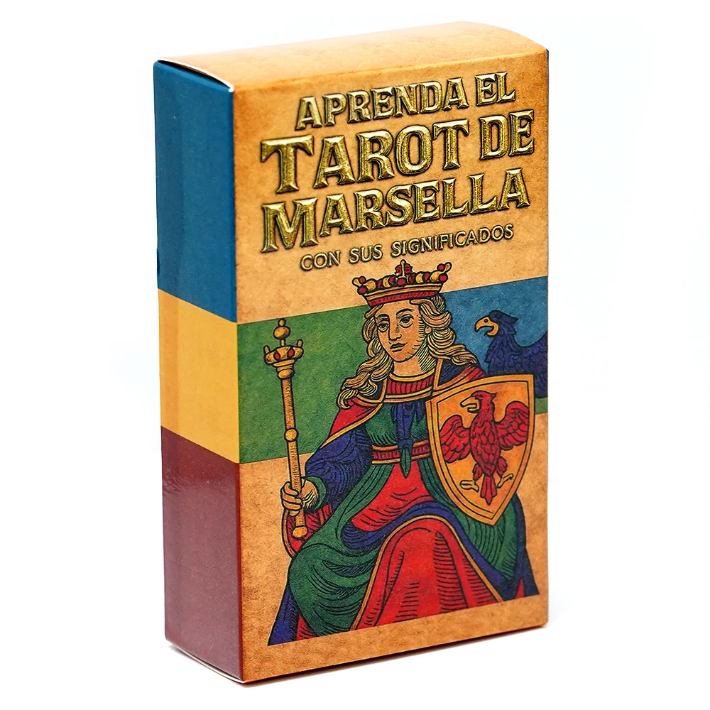 

Spanish Marseille Tarot Deck Classic 78 Card Tarot Cards with Meanings Illustrated Guide Traditional European Fortune Telling Di