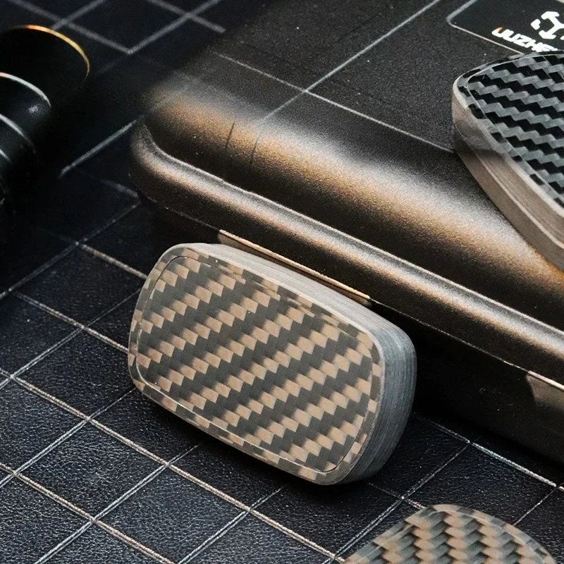 EDC Carbon Fiber Rotatable Fidget Pusher, Popper Coin Fidget Toy, Finger Spinner Stress Relief Gadget