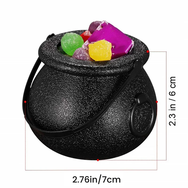 B04B-24 個ミニキャンディケトル魔女スケルトン大釜ホルダーポットハンドル付きハロウィンイースター聖パトリックの日パーティー