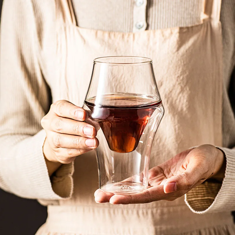 Taza de Vidrio de Doble Capa Creativa, Taza para Café Espresso, Vaso Resistente al Calor para Leche, Brandy, Té de Oficina, 120/250/335 ml