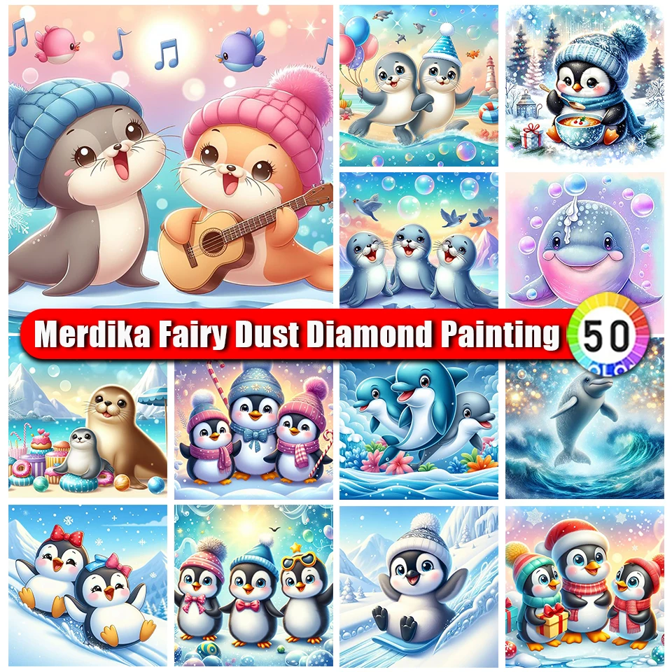 

Picture Size Fairy Dust Diamond Mosaic Seal Full Square Round Drill Kit Cartoon Rhinestone Diamond Embroidery Diy Children Gift