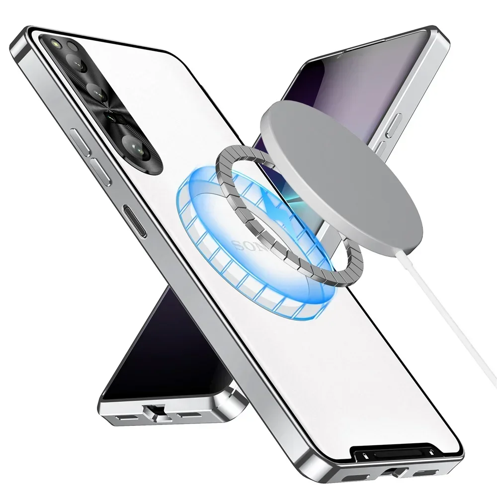 Schokbestendig Metalen Pantser Magsafe Case Voor Sony Xperia 1 V Case Aluminium Frame Harde Pc Cover Voor Sony Xperia 1 10 Iv 5 V 1 Vi Case