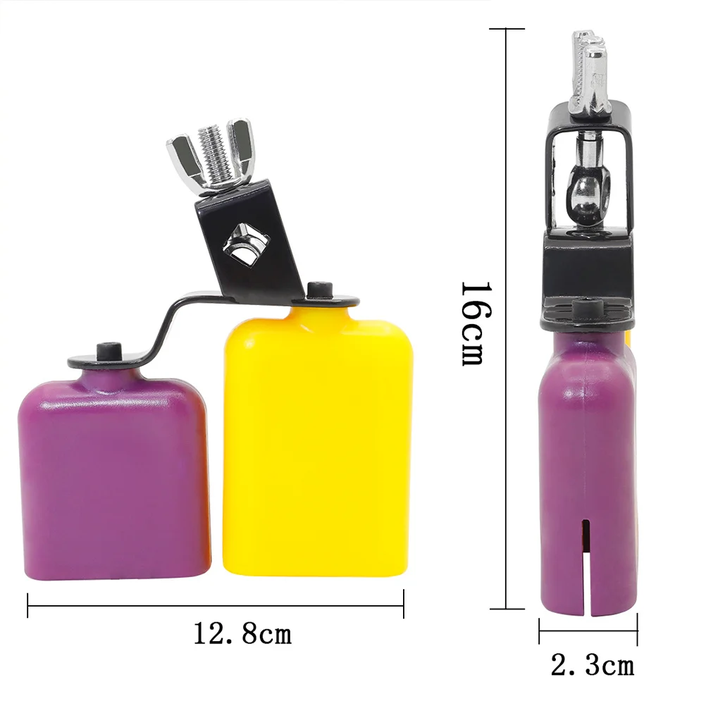 Sino de vaca de peixe de madeira quadrado amarelo roxo passo gado instrumento de percussão para crianças música ritmo aprendizagem abs