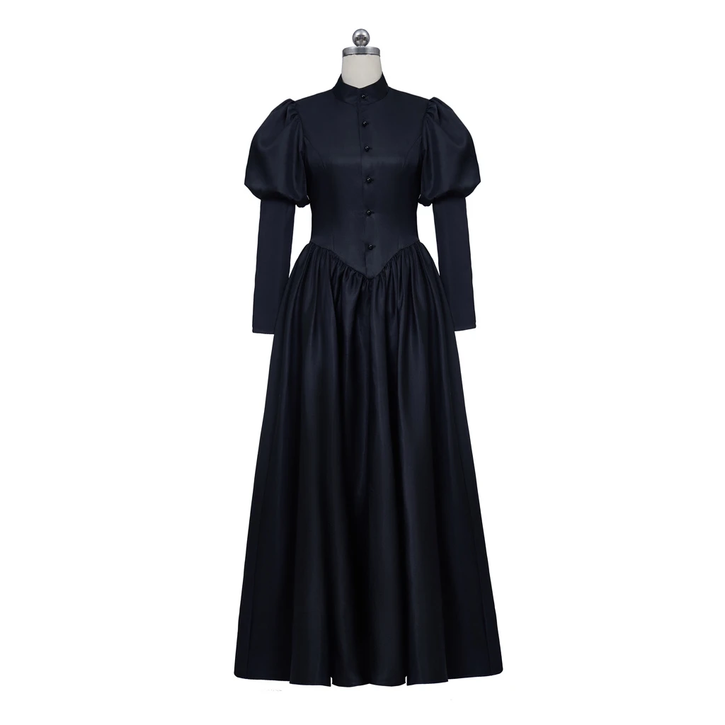 

Black Victorian Mourning Dress Renaissance Medieval Dress Cosplay Female Victorian Vestido Robe Black Gowns Dresses