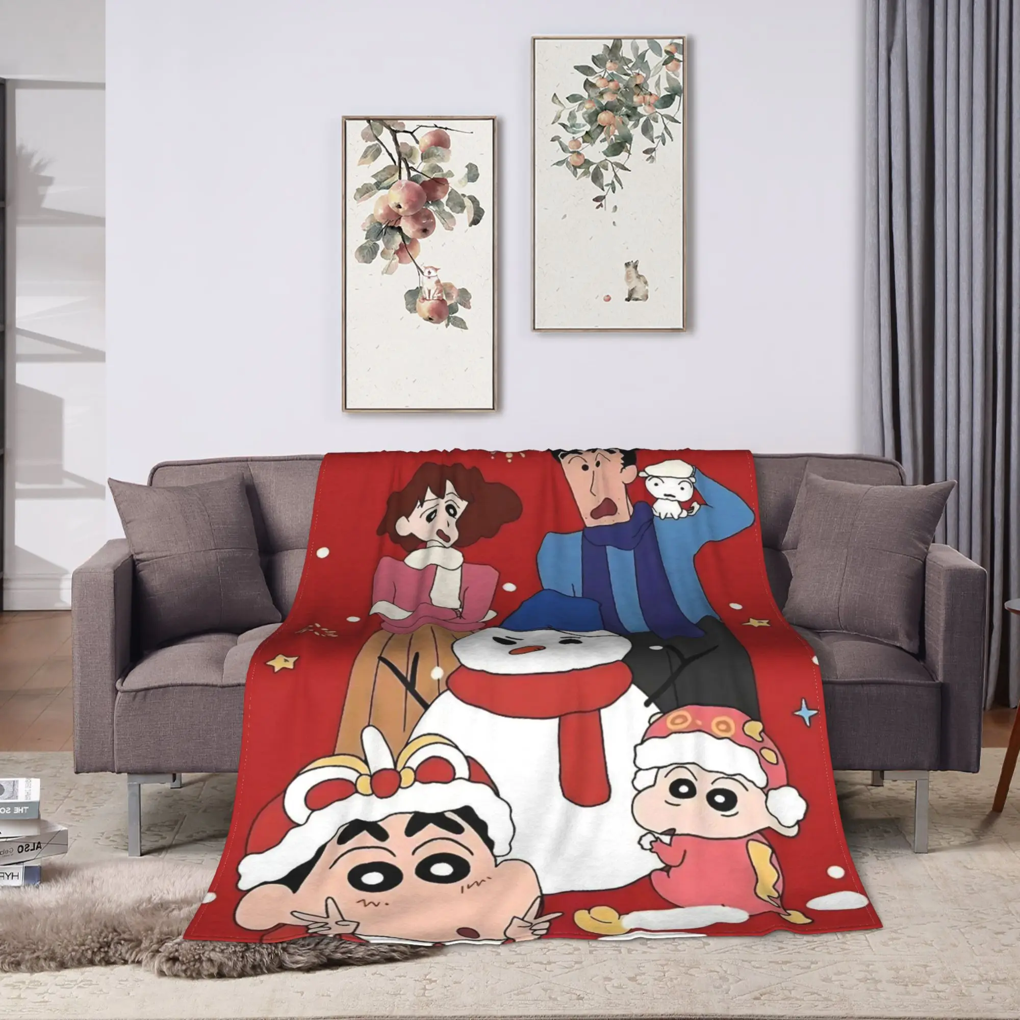 Crayon Shin-chans Flannel Blankets Winter  Super Soft Throw Blanket for Students Bedroom Fashion Bedspread Sofa Bed Cover