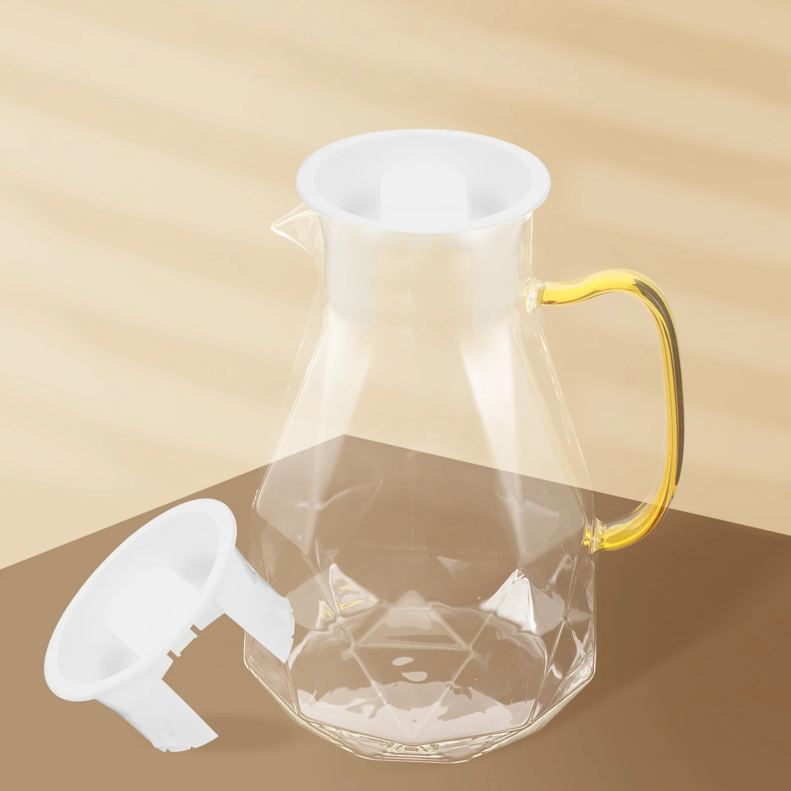 

2Pcs White Water Pitcher Lid Sealed Leak-proof Jug Cover Kitchen Restaurant Stripe Spout Plastic Dust-proof Easy Clean Longtime