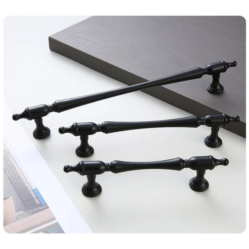 French-style minimalist solid single-hole furniture hardware accessories drawer cabinet door handle American-style black cabinet