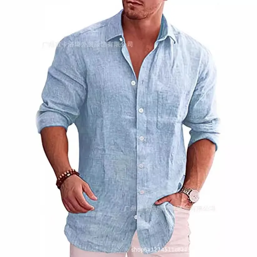 Casual Long Sleeve Shirt Regular Fit Ethnic Style with Patchwork Lapel Collar Turn Down Collar Cardigan Blouse Men Shirts Spring