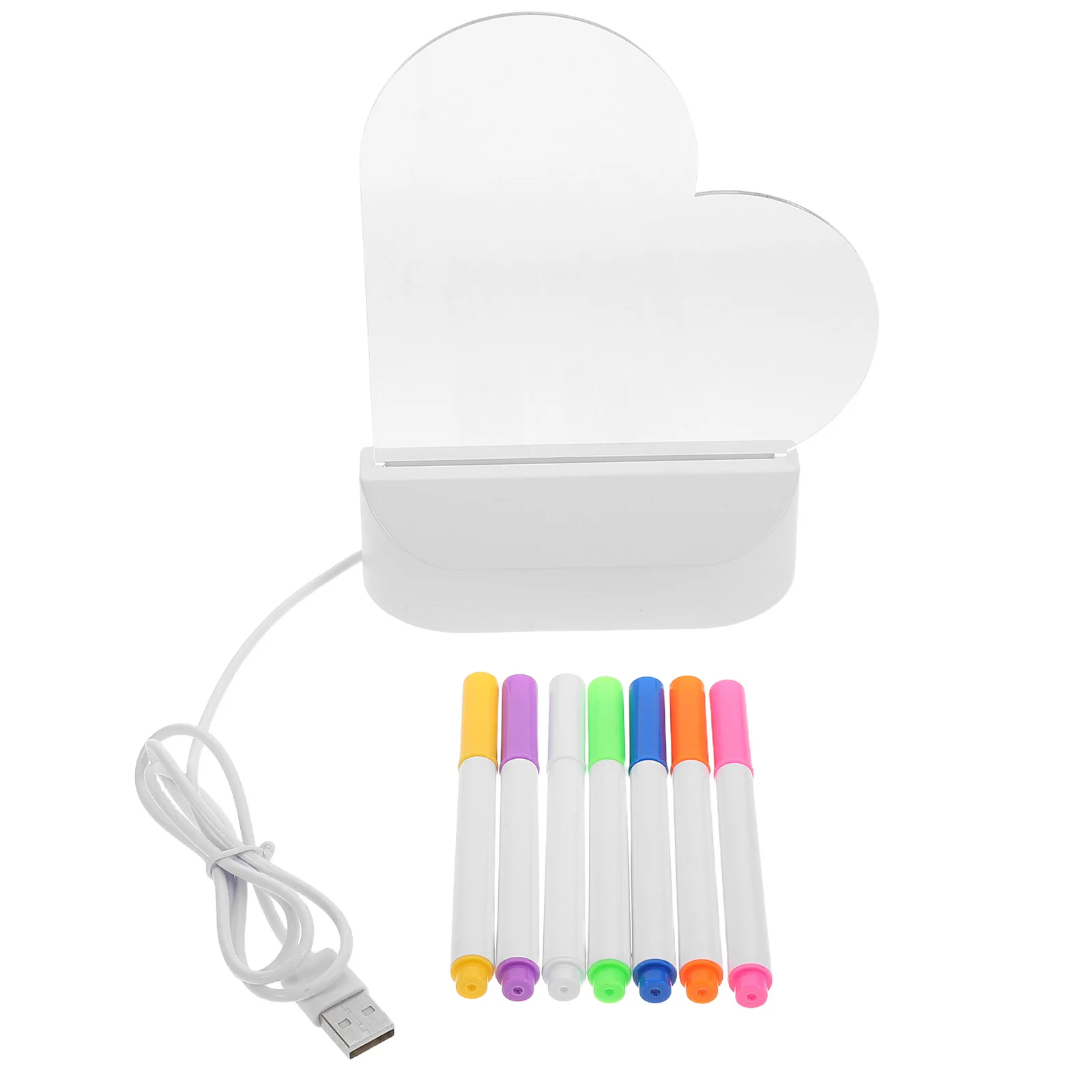 1Set LED Bacheca in acrilico a forma di cuore Glow Writing Tablet Cancellabile Luce notturna Memo Board Desktop portatile per adulti