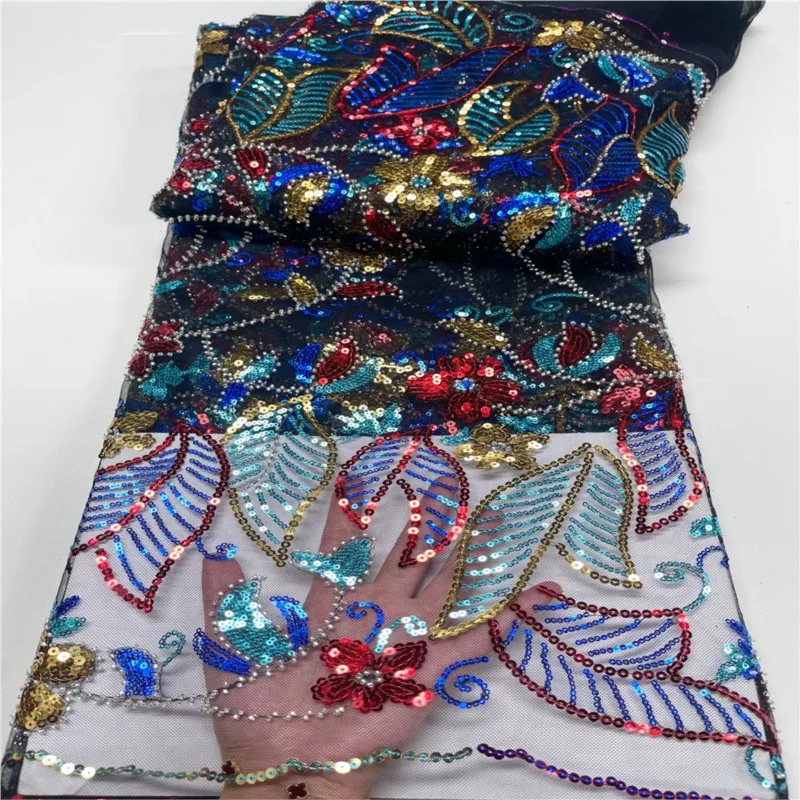 Colorful Sequin Embroidery Lace Gauze Cloth Bead Tube Beads Yarn-Dyed Lining