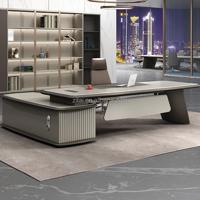 

Modern Concise Design Style Office Chair And Desk Mdf Luxury Modern Manager Desks Set Sturdy And Durable Office Table