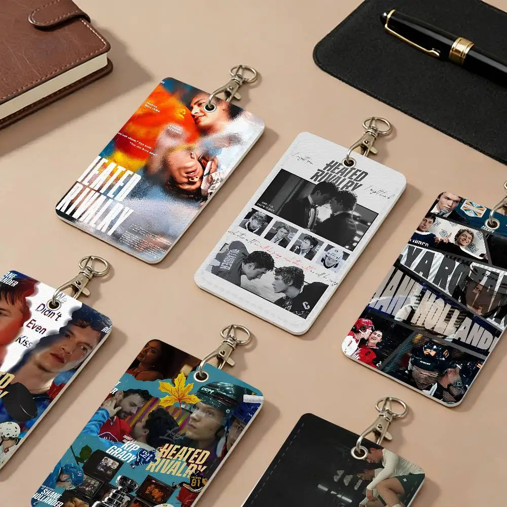 Popular TV Heated Rivalry PU Leather Card Holders Anti-lost Student ID Protective Cover Cases Campus Access Cards Key Chain