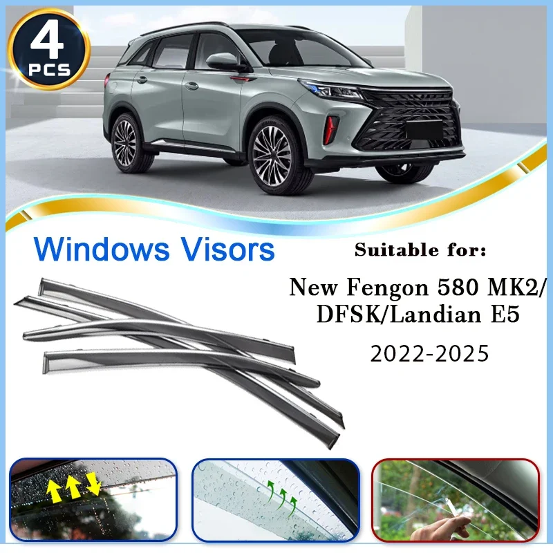 

Car Side Window Visors For New Fengon 580 MK2 DFSK Landian E5 2022 2023 2024 2025 Rain Guard Deflector Shelters Cars Accessories