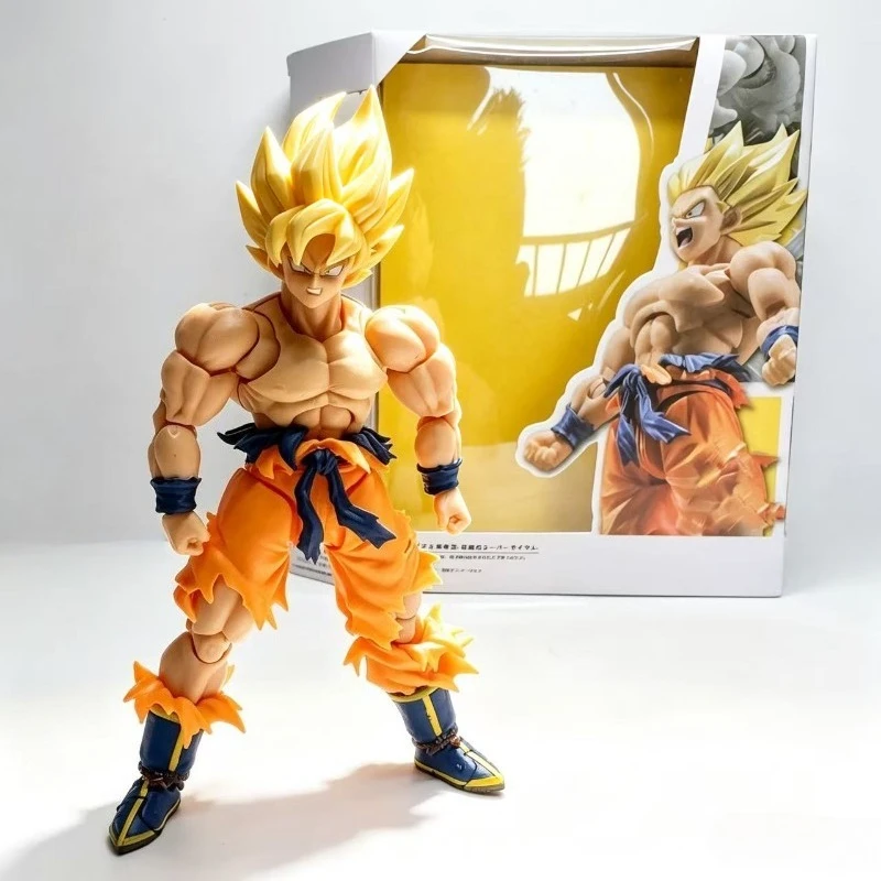 Figurka Dragon Ball Super Legend Son Goku: Przebudzony Super Saiyan 3. generacji, wersja z uszkodzeniami po bitwie.
