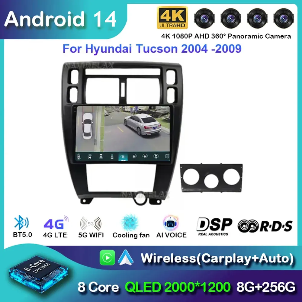 

Android 14 Car Radio For Hyundai Tucson 2004 2005 2006 2007 2008 2009 Multimedia Stereo Video Player GPS Navigation Carplay Auto