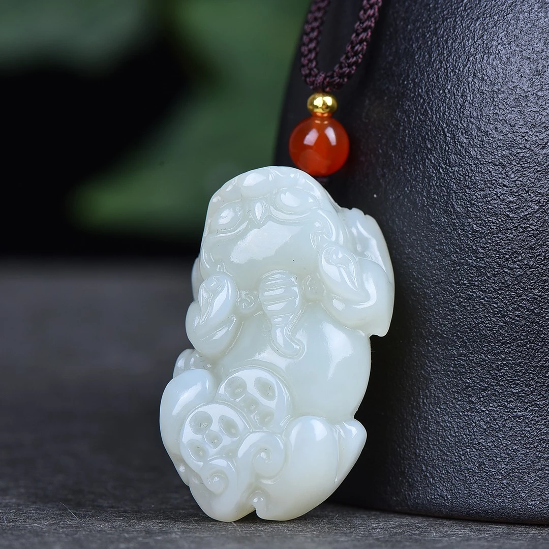 Genuine China Nephrite Stone White Jade Pixiu Pendant Necklace Men Women Certified Jewelry Natural Hetian Jade Lucky Charmamulet