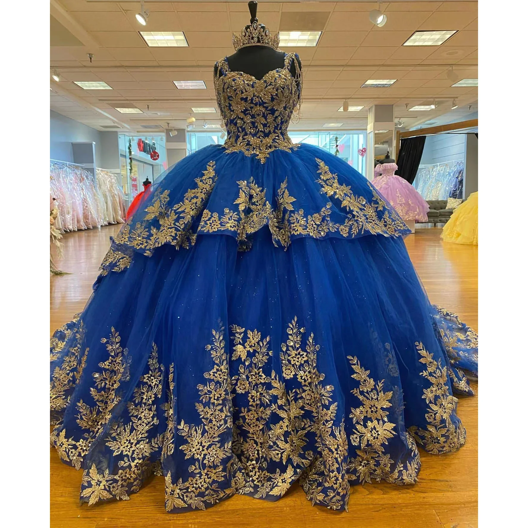 ANGELSBRIDEP Royal Blue Quinceanera Dresses For 16 Girl Appliques Luxury Beads Princess Ball Gowns Birthday Vestidos De 15 Años